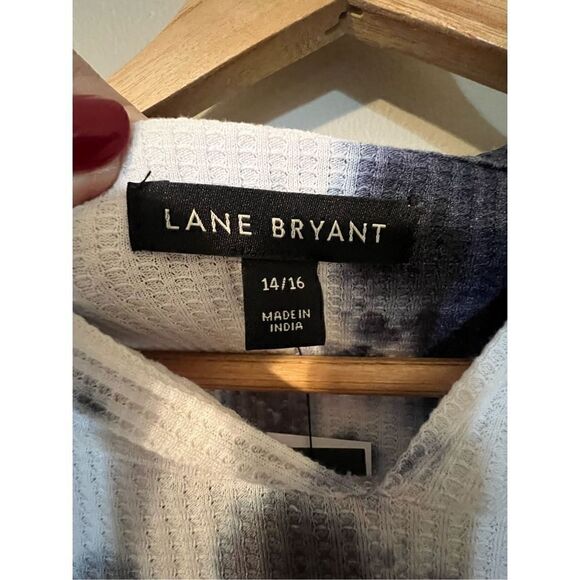 Lane Bryant Women’s Size 14/16 Waffle Knit Peplum Hoodie Black White Tie Dye NWT - Picture 7 of 10